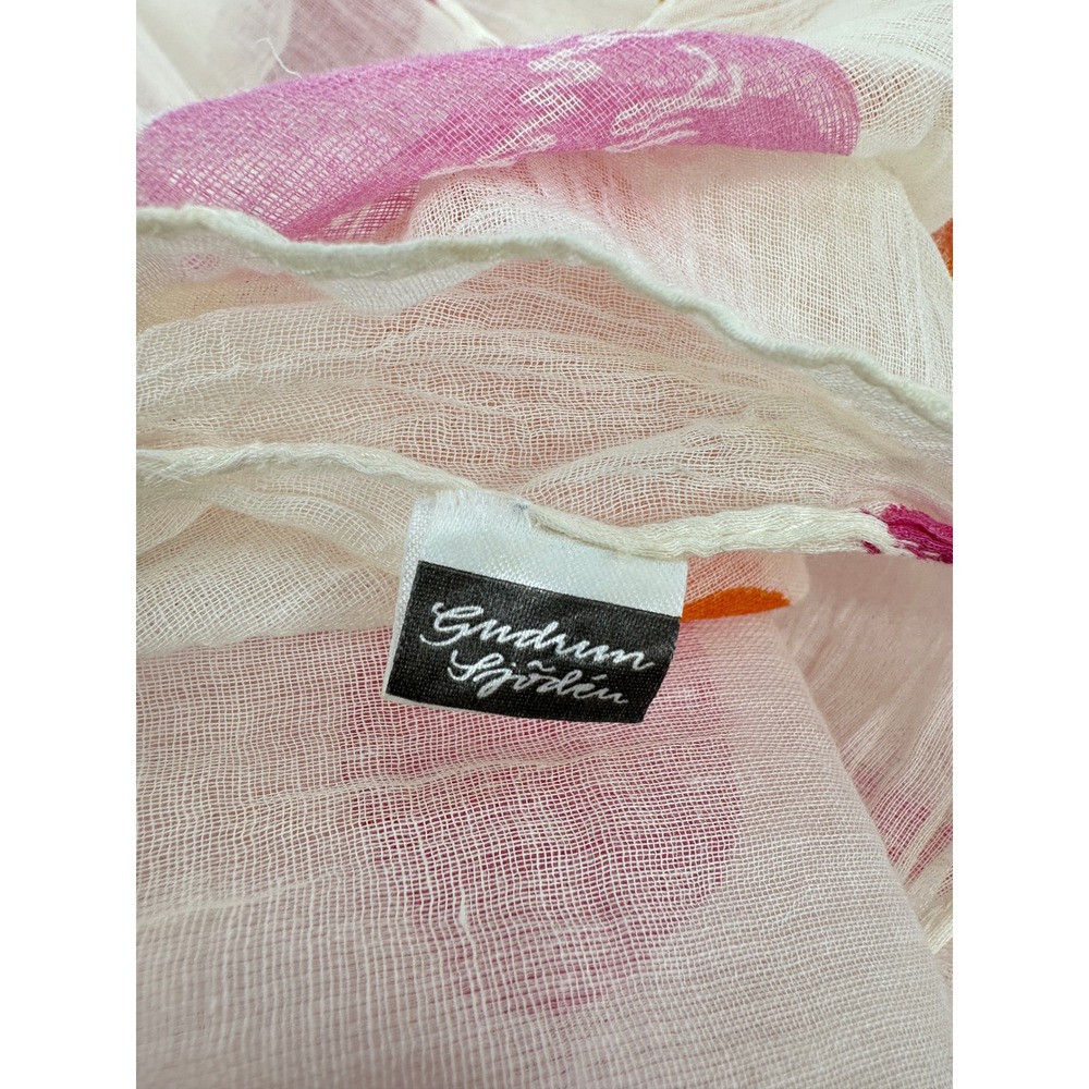 Gudrun Sjoden Scarf Pink Orange Polka Dot Cotton Gauze Lagenlook Lightweight - Picture 6 of 7